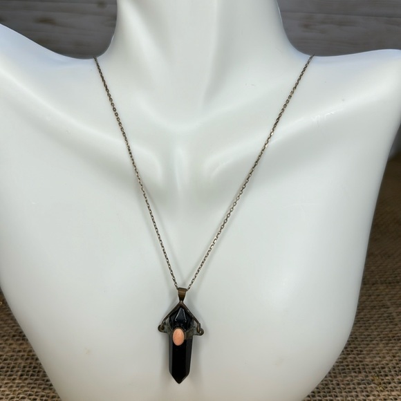 Black Obsidian Vintage Crystal Necklace - Picture 5 of 11